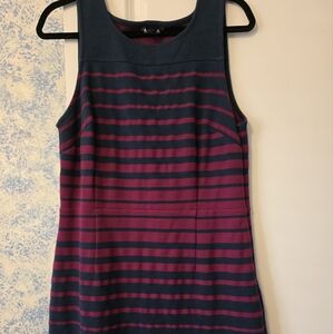 Tommy Hilfiger Navy and Burgundy Striped Mini Dress